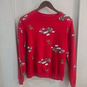 Tom and Jerry Red Sweatshirt Women Size Medium Color Red